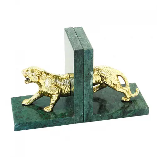 By Kohler  Bookend 29x10x18cm Tiger With Green Marble (112555)