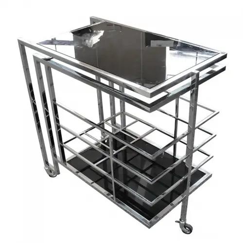 By Kohler  Bar Trolley Darrell 77x42x78.5cm silver Black Glass (110808)