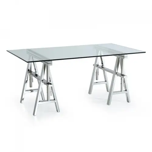 By Kohler  Table Delavan 150x85x66/75.5cm silver clear glass (109805)