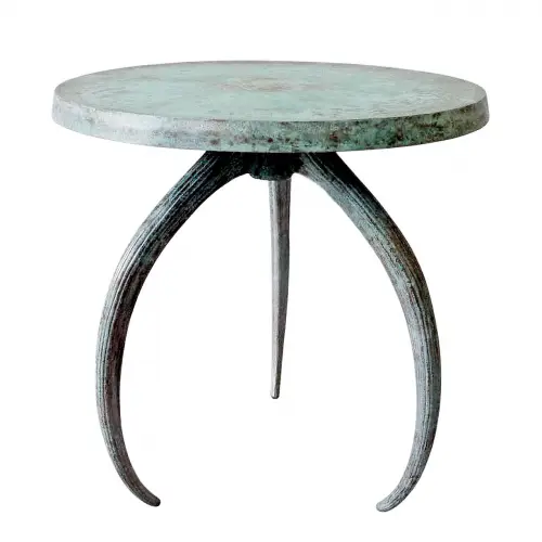 By Kohler  side Table Dario bull horns turquoise color (112871)