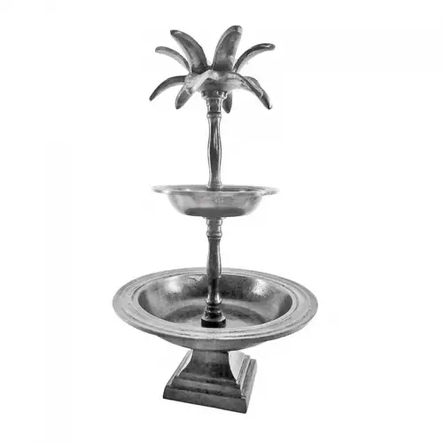 2-Tier Stand 25x25x42cm (Plate 25&15cm) raw silver palm