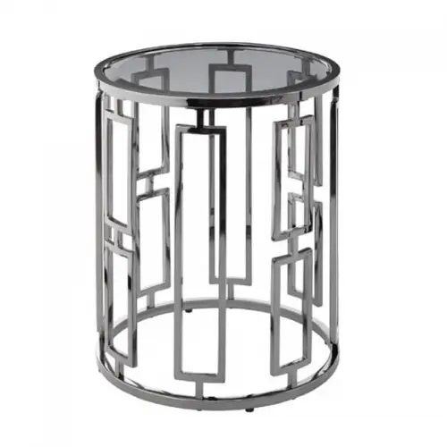 By Kohler  Side Table Table Valentin Black Glass silver leg (114794)