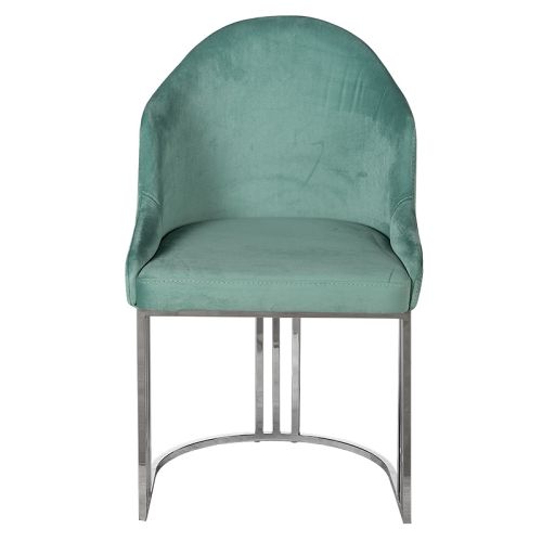 By Kohler  Citrine arm dining chair turquoise color with silver legs (200314)