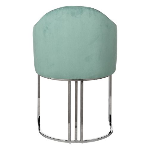 By Kohler  Citrine arm dining chair turquoise color with silver legs (200314)