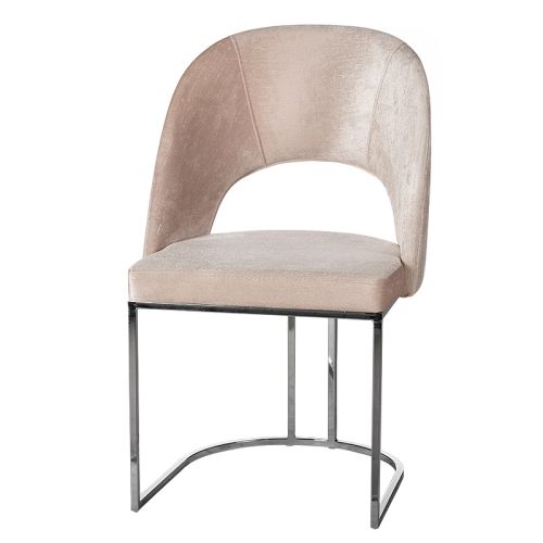 By Kohler  Audine arm dining chair silver legs half round (200320)