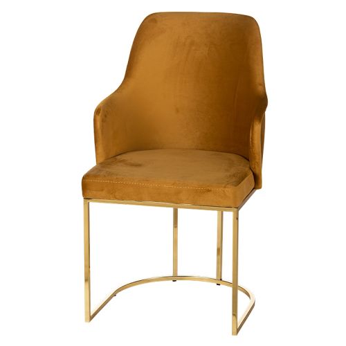 By Kohler  Berlin dining chair golden leg velvet orange (200321)