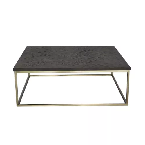 By Kohler  Coffee Table Pitsburg 120x120x42cm Brushed Antique bronze / Top black parquet (202212)